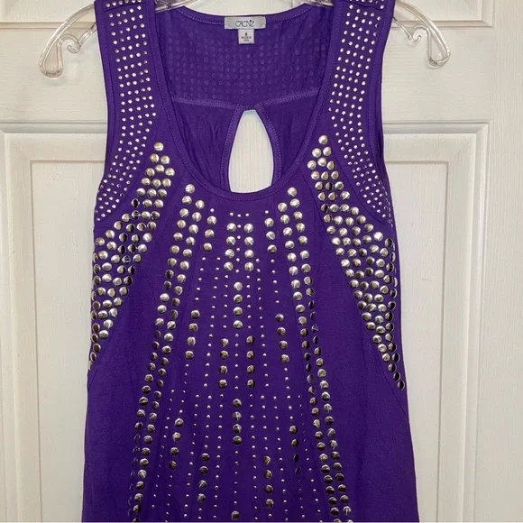 Cache Purple Studded Long Tank Top - Picture 2 of 6